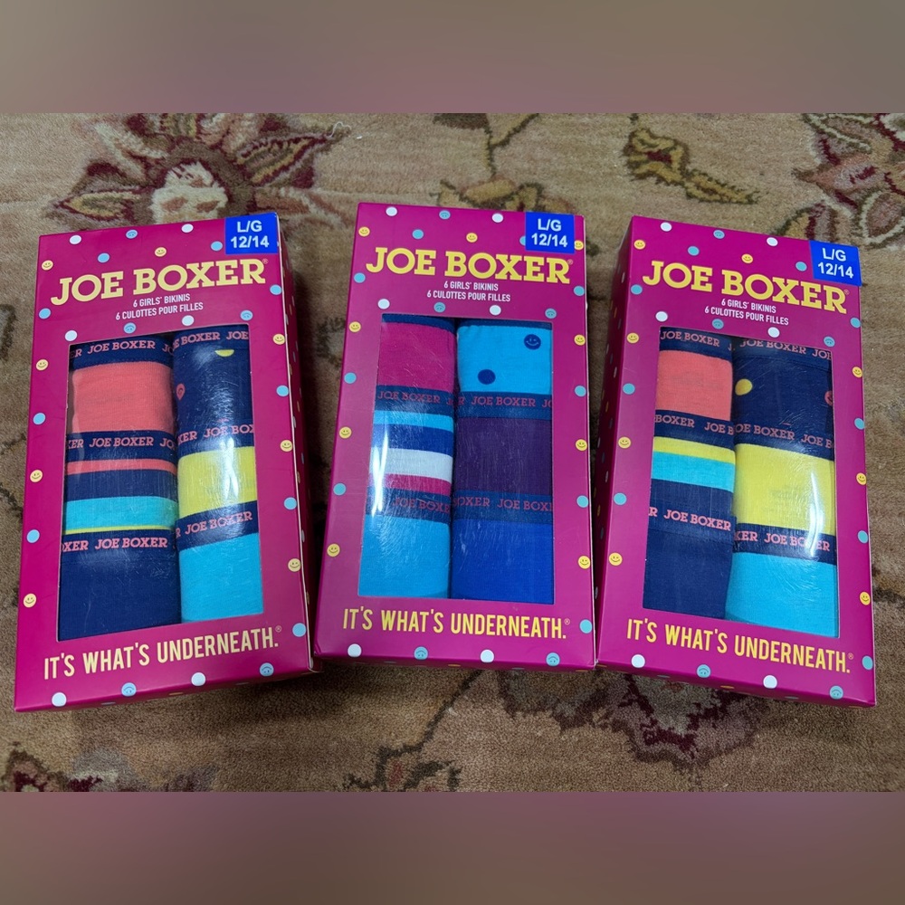 Joe Boxer Girls Vibrant Boxer Bikinis briefs - 6 Pack x 3 boxes